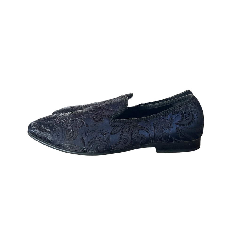 Tallia Enrico Mens 9M Navy Blue Jacquard Paisley Smoking Slipper Loafers - Picture 4 of 9